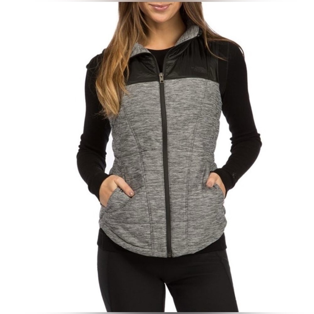 The North Face Gray and Black Quilted Vest